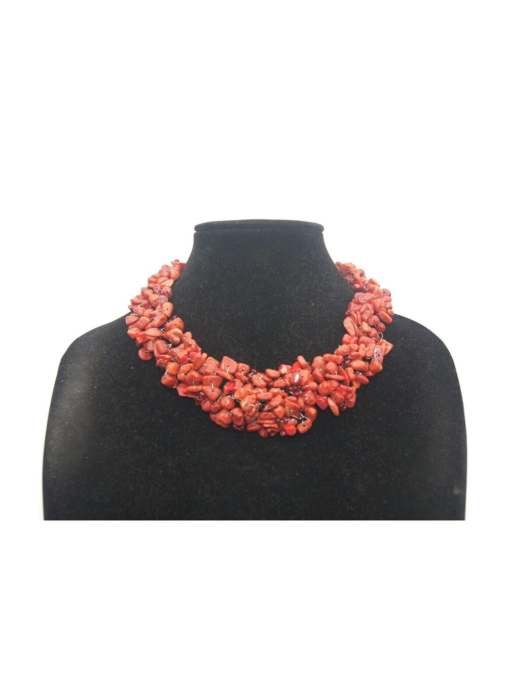 Vintage Natural Red Coral 19" Beaded Necklace with Mother of Pearl Toggle Clasp.